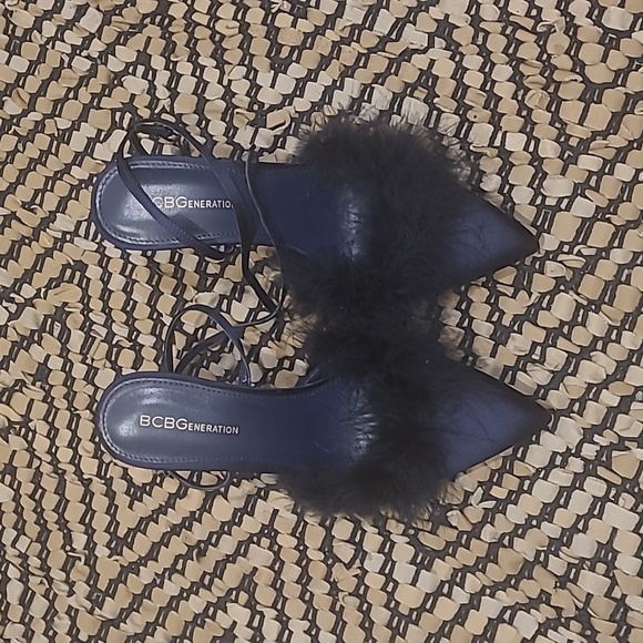 BCBGeneration Shoes - BCBGeneration ANTONI FEATHER HEELS CLOSED TOE SHOES NAVY BLUE